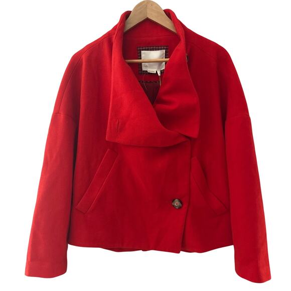 Anthropologie Sascha Asymmetrical Jacket Bright Red Size Medium - Picture 6 of 13